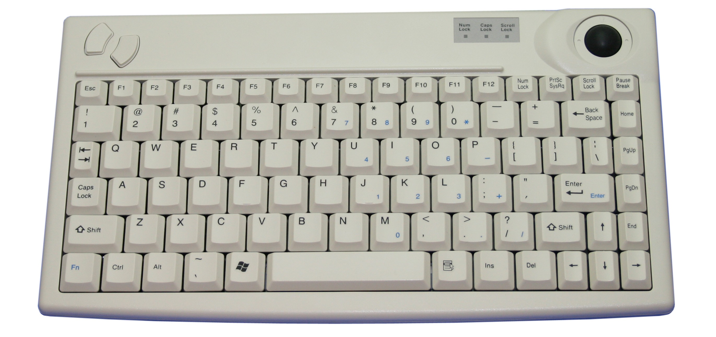 86 Key Size Minimized Trackball Keyboard, USB, light grey, German layout