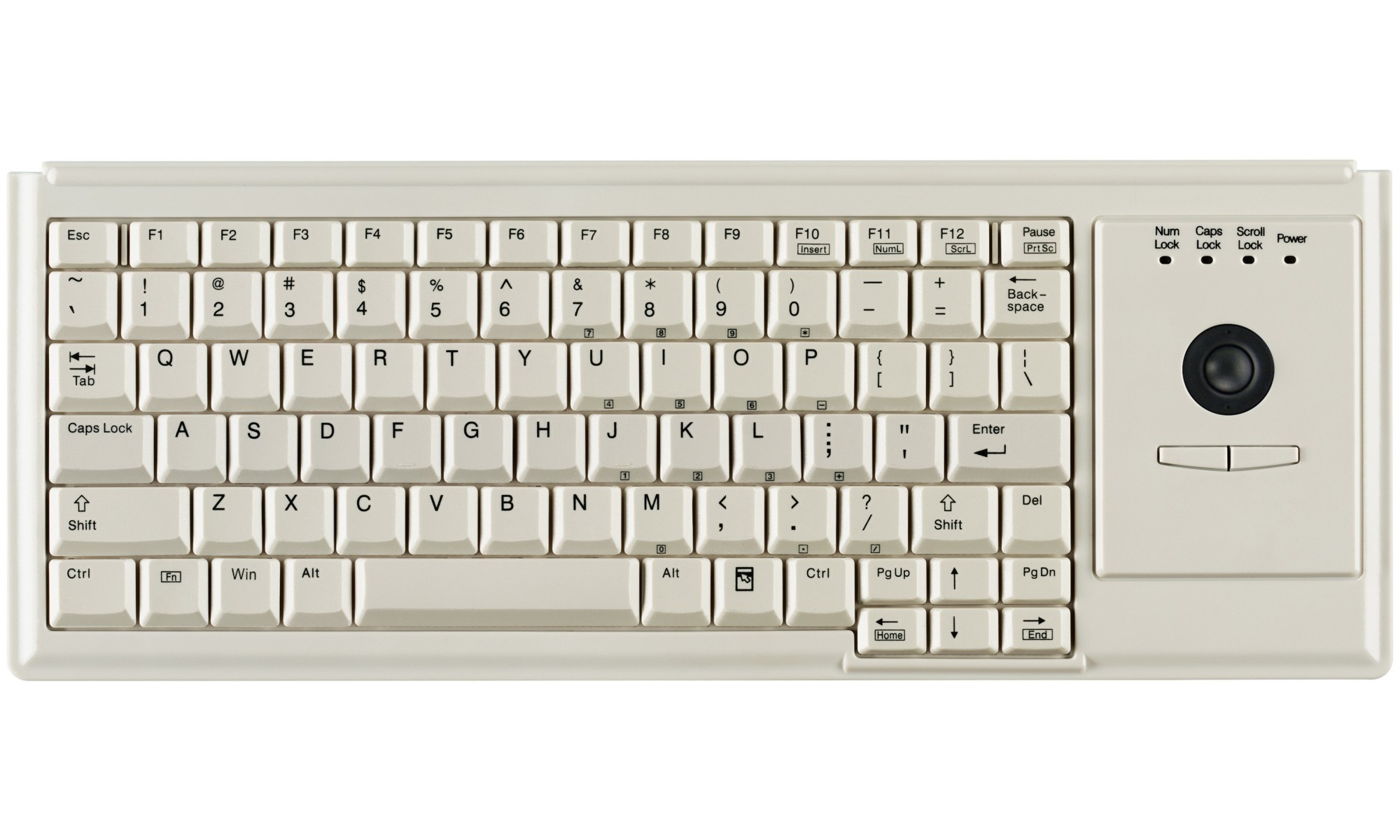 83 Key Notebook Style Trackball Keyboard, PS/2, light grey, German layout