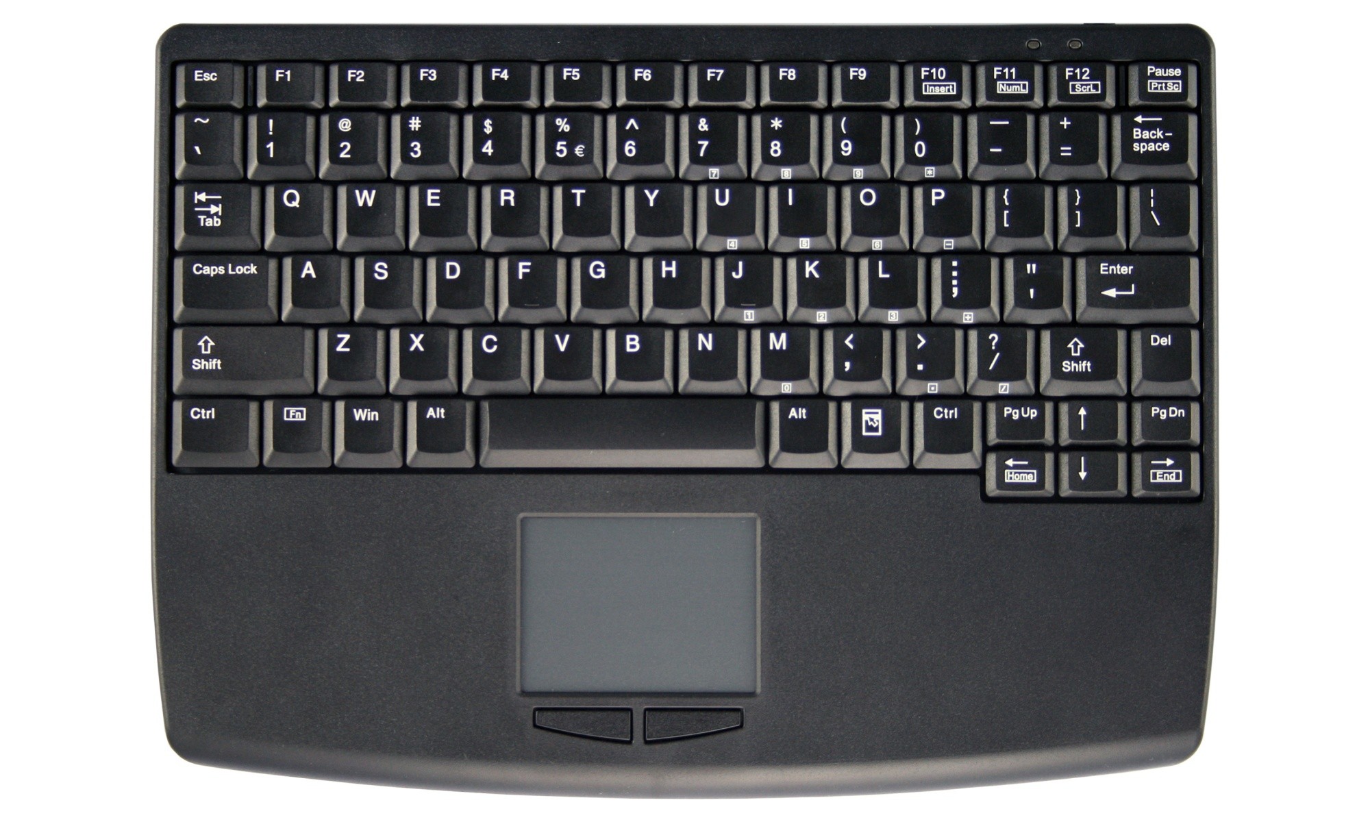Wireless RF Flat Centric Touchpad Keyboard, USB, Black, Swiss layout