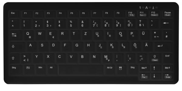 Hygiene Mini Notebook Style Keyboard Sealed USB, black, German layout