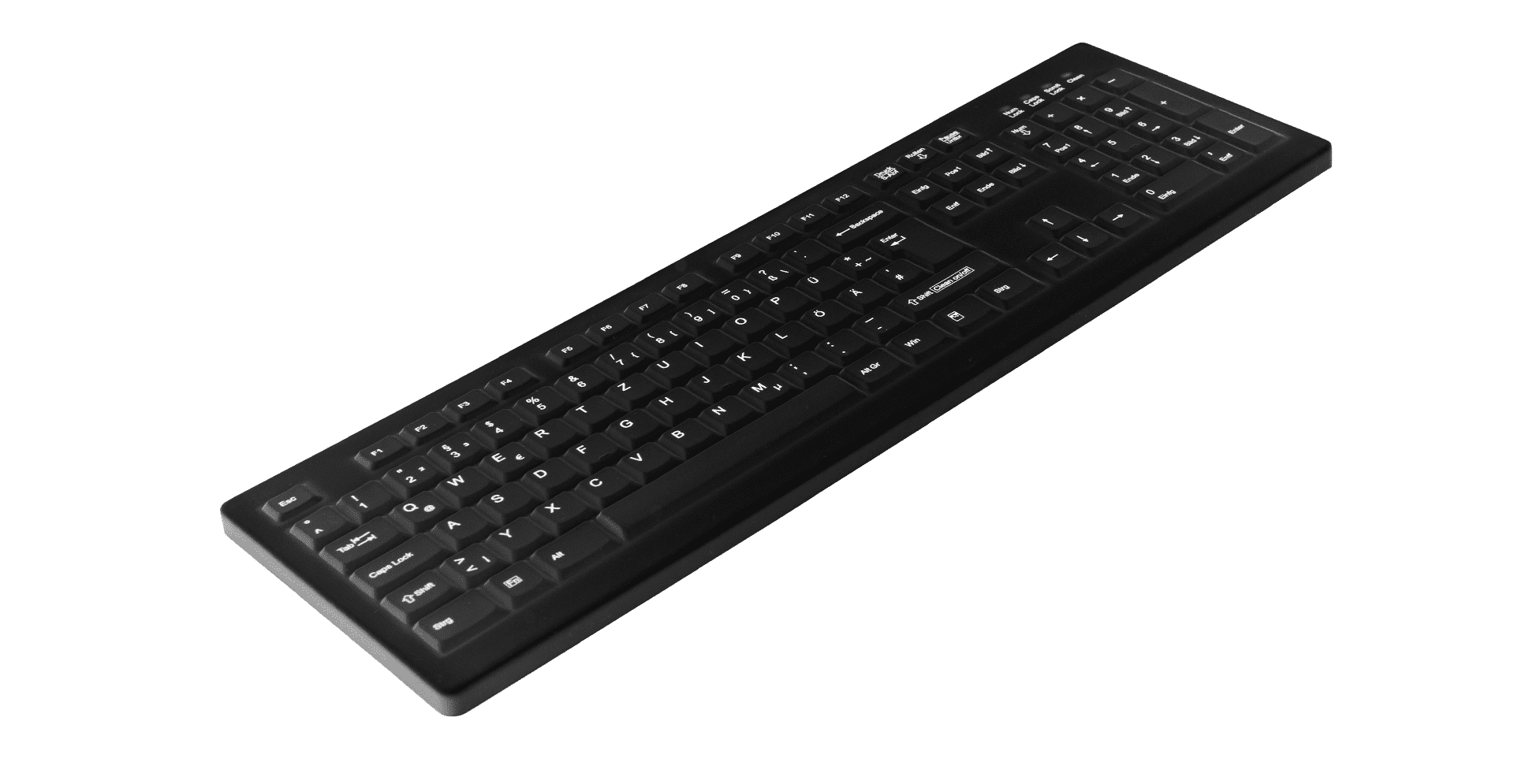 Hygiene Desktop Keyboard with NumPad Sealed USB Black