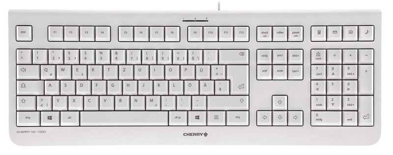 CHERRY Keyboard KC 1000 USB hellgrau DE Layout