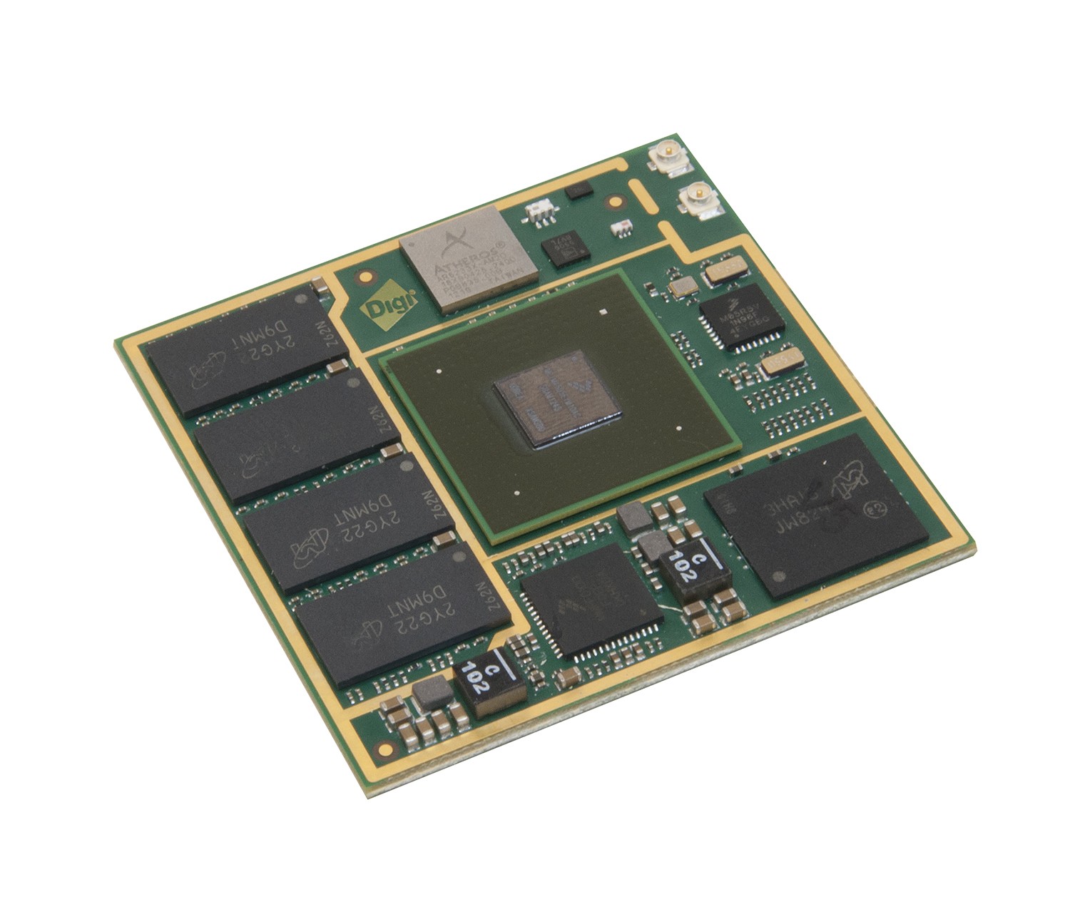 ConnectCore 6,i.MX6 Quad Core,-20 to 105C,1GHz,1GB DDR3,4GB eMMC,802.11abgn,BT4.0