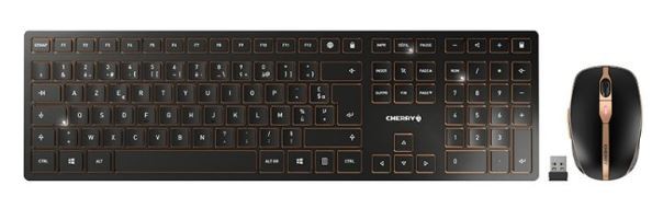 CHERRY Keyboard+Mouse DW 9100 SLIM wireless+Bluetooth schwarz-bronce EU Layout USB-C