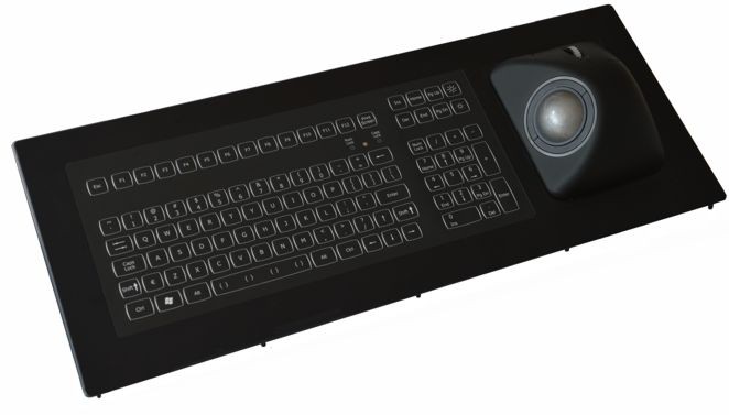 Keyboard with Ergo-Trackball 50mm IP67 panel-mount USB US-Layout