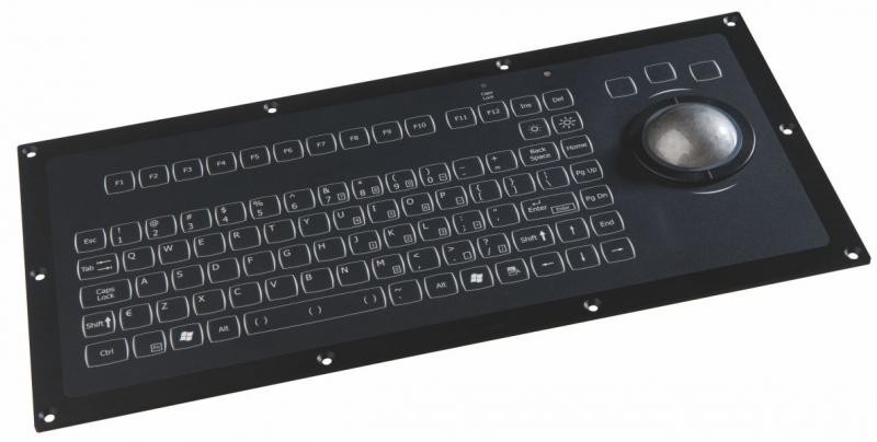 Keyboard with Trackball 50mm IP67 panel-mount USB German-Layout