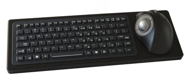Panel Mount Silicon-Keyboard Backlight+Trackball 38mm IP67 enclosed USB US-Layout
