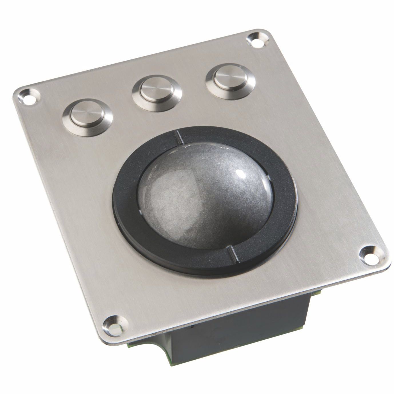 Industrial trackball unit, 50mm grey metalic ball, brushed SST carrier, panel mount