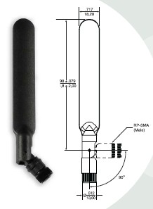 Antenna 2.4/5GHz, 2.0dBi, R-SMA, Black, 4.6" Blade