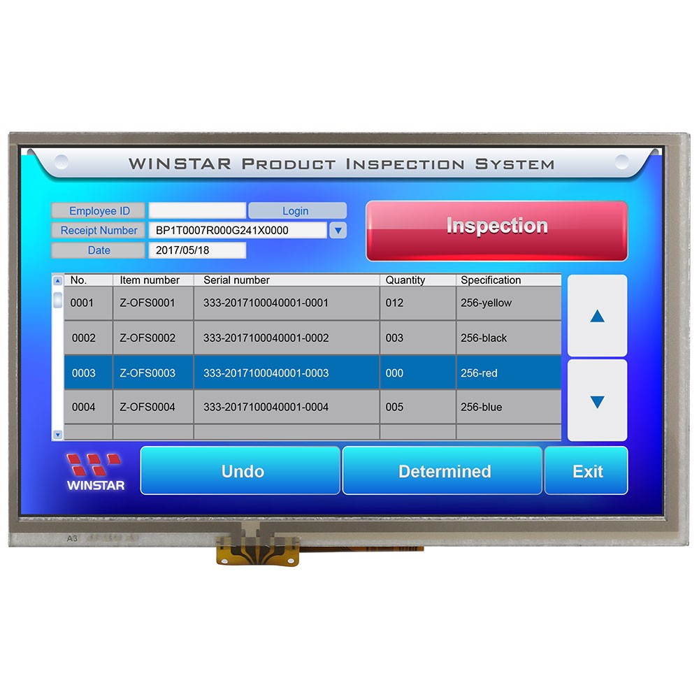 TFT 7", Panel 320 nit, Res Touch Screen, Resolution 800x480, HDMI + USB Interface