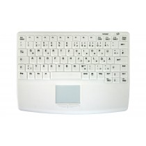 Sanitizable 83Key RF Flat Centric Touchpad Keyboard, Fully Sealed, USB, White, German layout