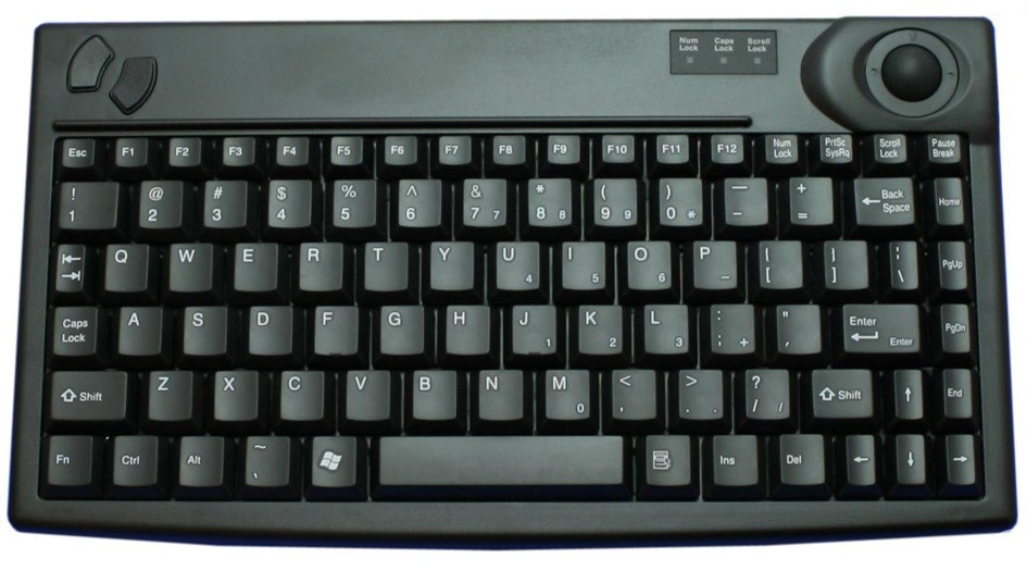 86 Key Size Minimized Trackball Keyboard, PS/2, black, German layout