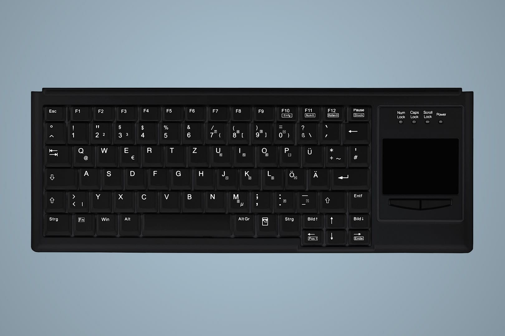 Industry 4.0 Compact Ultraflat Touchpad Keyboard USB Black USB, black, CH-Layout