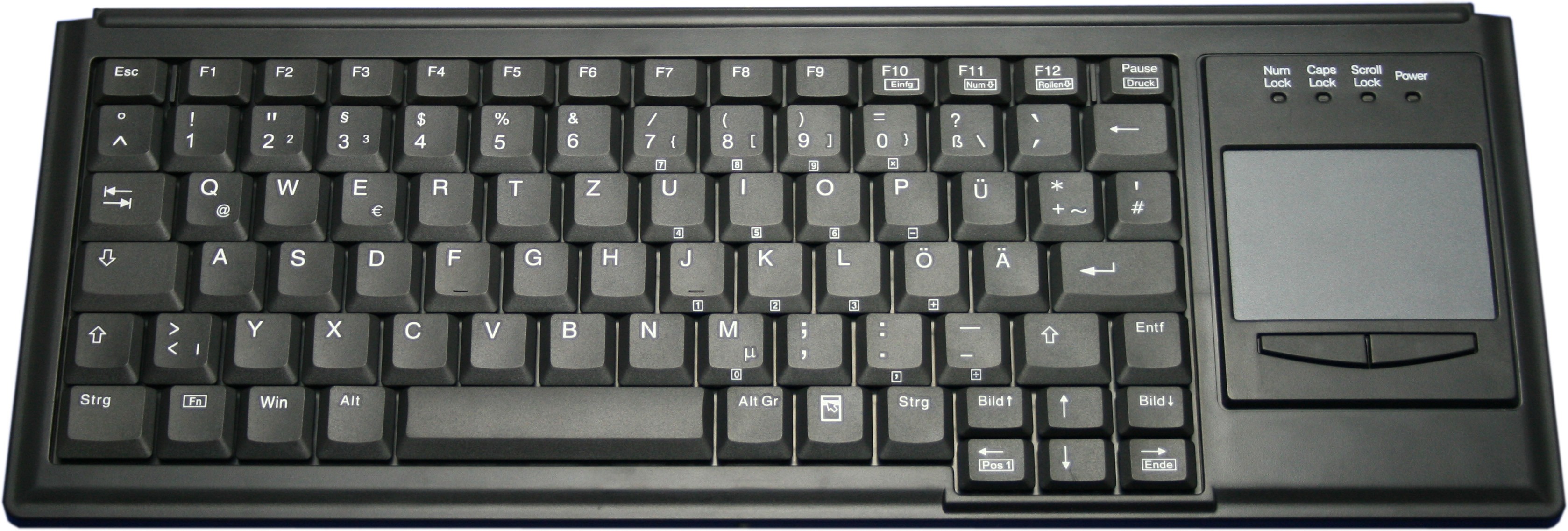 Industry 4.0 Compact Ultraflat Touchpad Keyboard PS2 Black, swiss layout