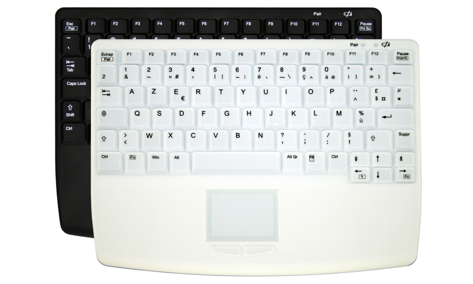 Sanitizable 83Key Touchpad Keyboard with Clean Function, Fully Sealed, USB, White, German layout