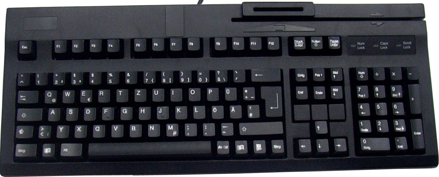 MSR & SCR Keyboard, 3-track, USB, black, German layout