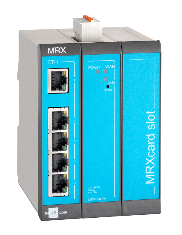 LAN-LAN Router, 5 LAN ports, 2 digital inputs, 1 MRX Slot