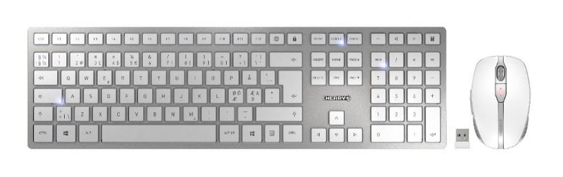 CHERRY Keyboard+Mouse DW 9100 SLIM wireless+Bluetooth Weiss/Silber CH Layout USB-C