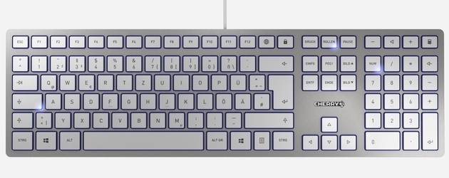 CHERRY Keyboard KC 6000 SLIM USB silver/white DE Layout