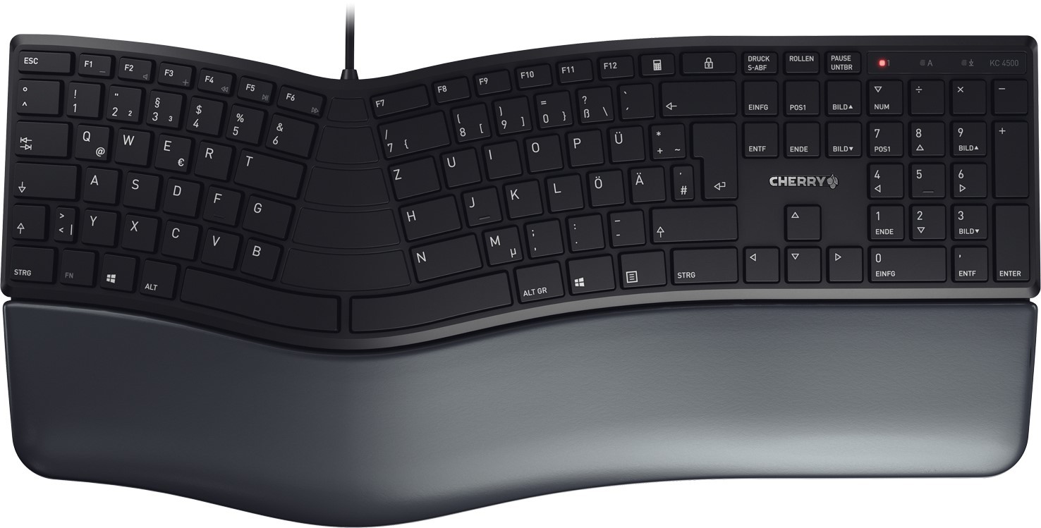 CHERRY Keyboard KC 4500 ERGO USB schwarz DE Layout