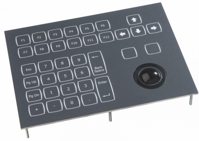 Keyboard with Trackball 25mm IP65 panel-mount USB