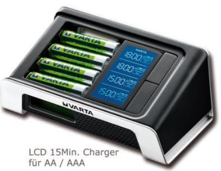 Varta LCD 15 Minutes Charger + 4xAA 2400mAh R2U + 12 V