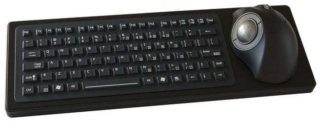 Desktop Silicon-Keyboard without Backlight+Trackball 38mm IP67 enclosed USB US-Layout