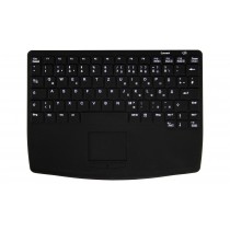 Sanitizable 83Key RF Flat Centric Touchpad Keyboard, Fully Sealed, USB, Black, Swiss layout