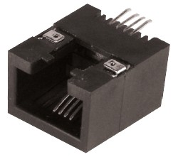 6 pol. SMD abgewinkelt, anreihbar, 6µ" Au