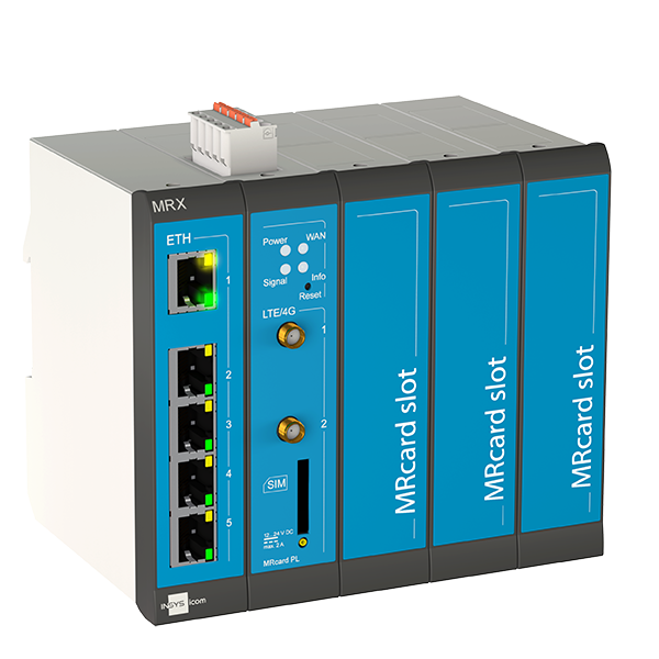 Cellular Router 4G/3G/2G, 5 LAN ports, 2 digital inputs, 3 MRcard Slots
