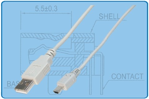 USB Kabel USB A/Stecker zu B-Mini/Stecker,