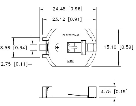 Batteriehalter für CR2032, Low Profile, SMT, verg.