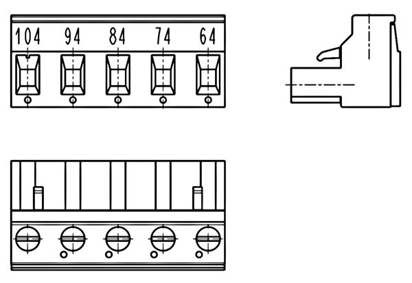 PC-Schraubklemme, anreihbar, 05 pol., RM 7.62mm 