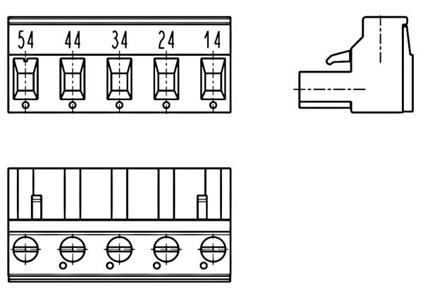 PC-Schraubklemme, anreihbar, 05 pol., RM 7.62mm 