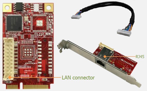 mPCIe to 1x GbE LAN Wide Temp. with Bracket