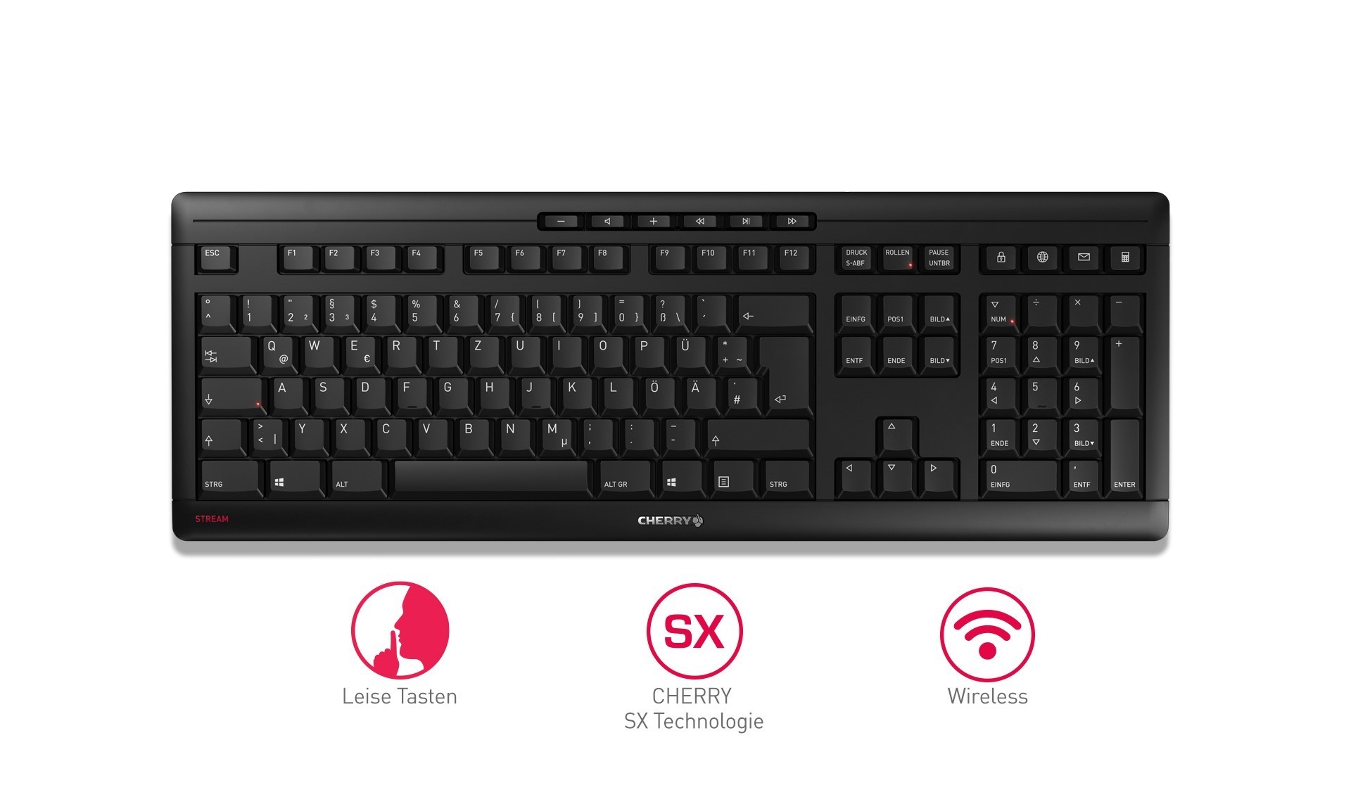 CHERRY STREAM Keybord Wireless schwarz DE Layout