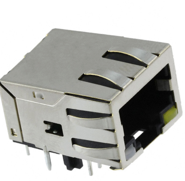 RJ45 side entry pcb PulseJack  8 pol 10/100 Base-TX. AutoMDIX, PoE, LED s green yellow 1x1, 