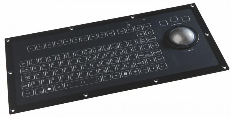 Keyboard with Trackball 50mm IP67 panel-mount USB US-Layout