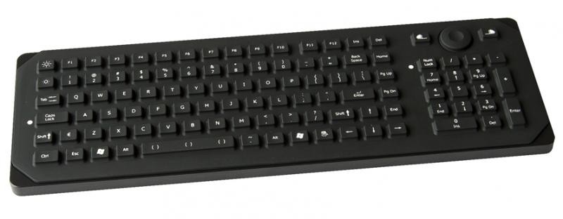 Silicon-Keyboard with Backlight+Pointer IP65 enclosed VESA USB German-Layout