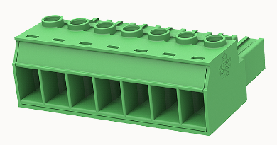Pluggable terminal blocks, current 41A, 1000V, 7Pol, 7.62mm Pitch, Grün