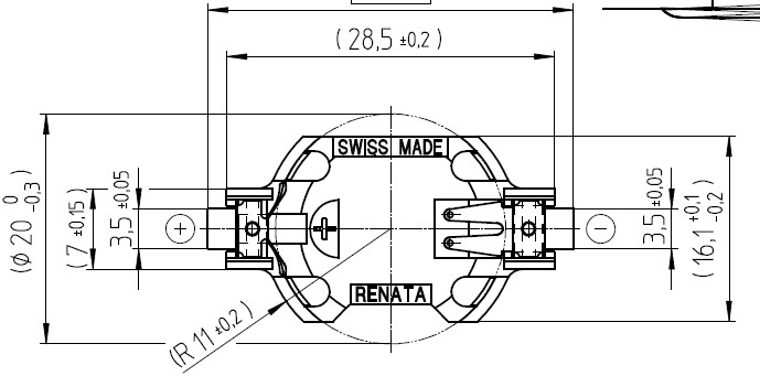 Batteriehalter für CR2016, SMD