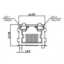 8 pol. SMD, abgewinkelt 90°, 30µ" Au