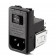 IEC HP, switch, 2 Fuse and V-Selector 250VAC, 6A, <5uA, Flange, EU 5x20