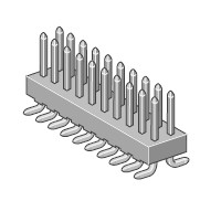 Stiftleiste SMT, 2-reihig R 2.54mm, gerade 10-pol