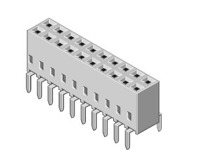 Bu-Leiste 2-reihig Raster 2.54mm stehend 22-pol