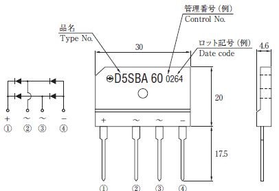 Bridge Diode 600V 6A Pack.5S SIP