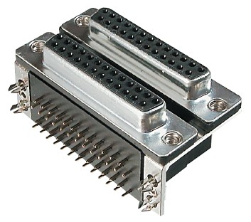 09 pol. Löt Dual Port gewink.Steckerabstand -15,88