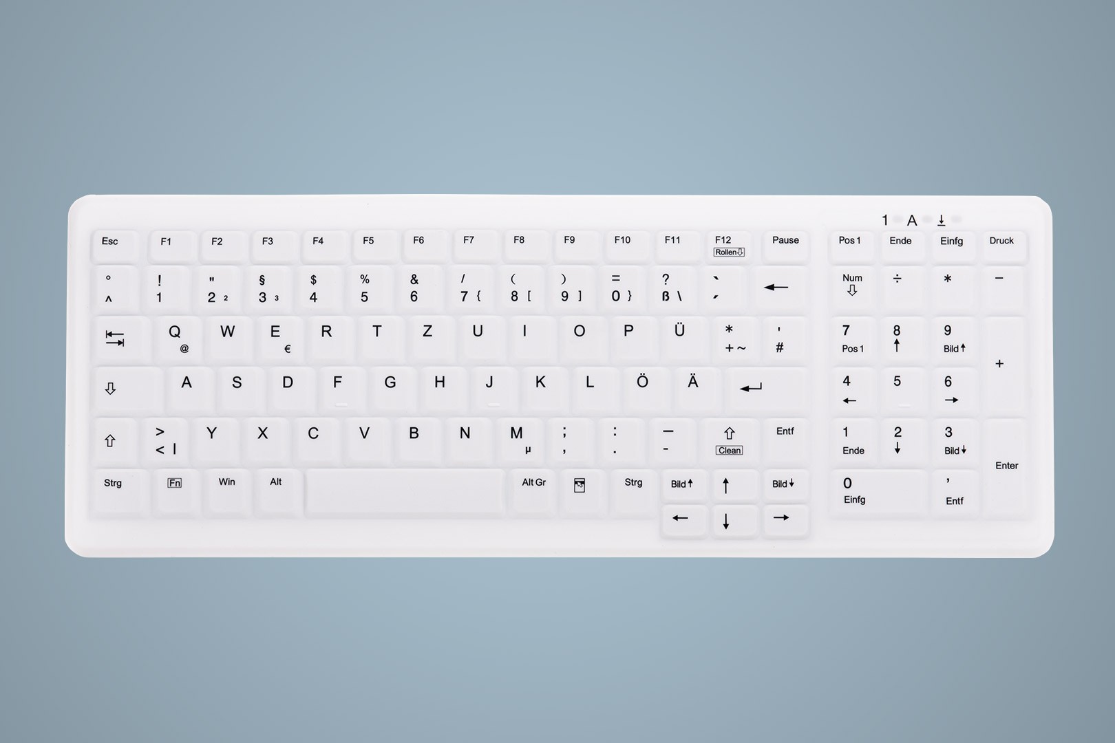 Hygiene Compact Keyboard with NumPad Fully Sealed Watertight USB White IP68 CH-Layout
