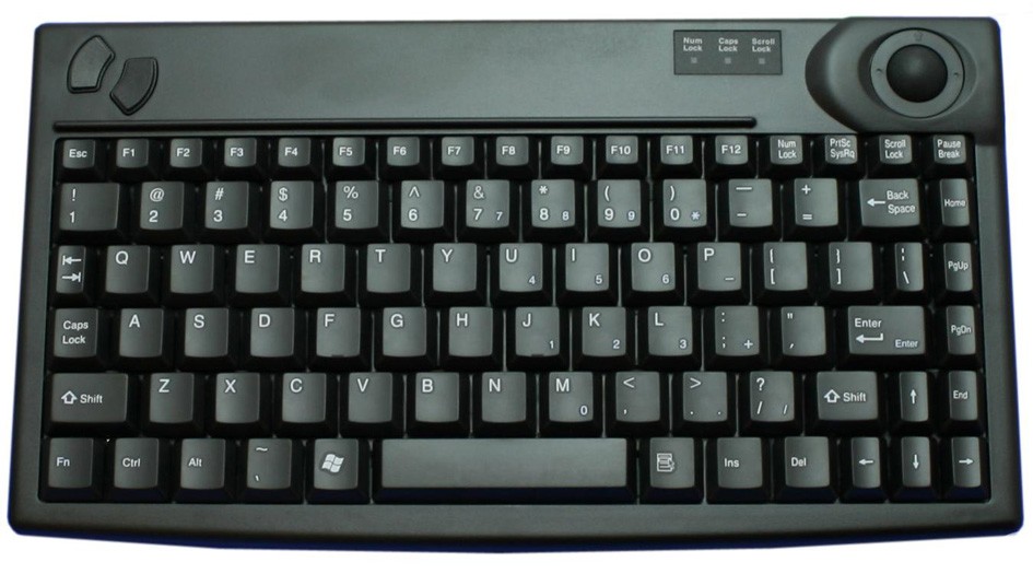 86 Key Size Minimized Trackball Keyboard, USB, black, Spanish layout
