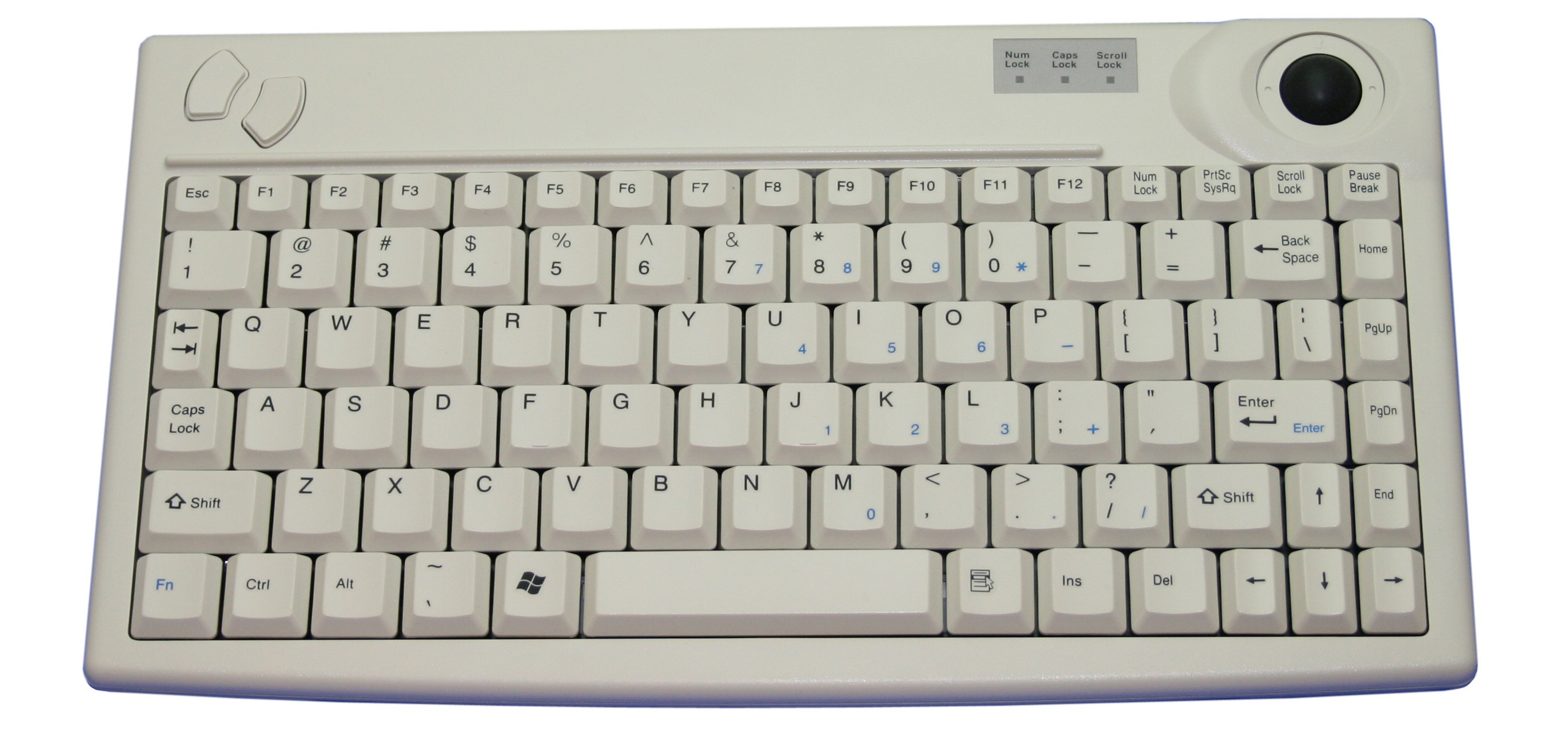 86 Key Size Minimized Trackball Keyboard, USB, light grey, French layout